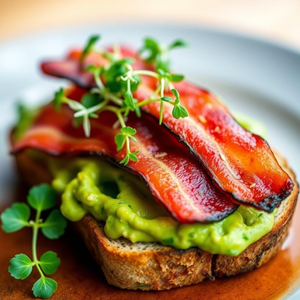 Bacon and Avocado Sourdough Toast with Microgreens