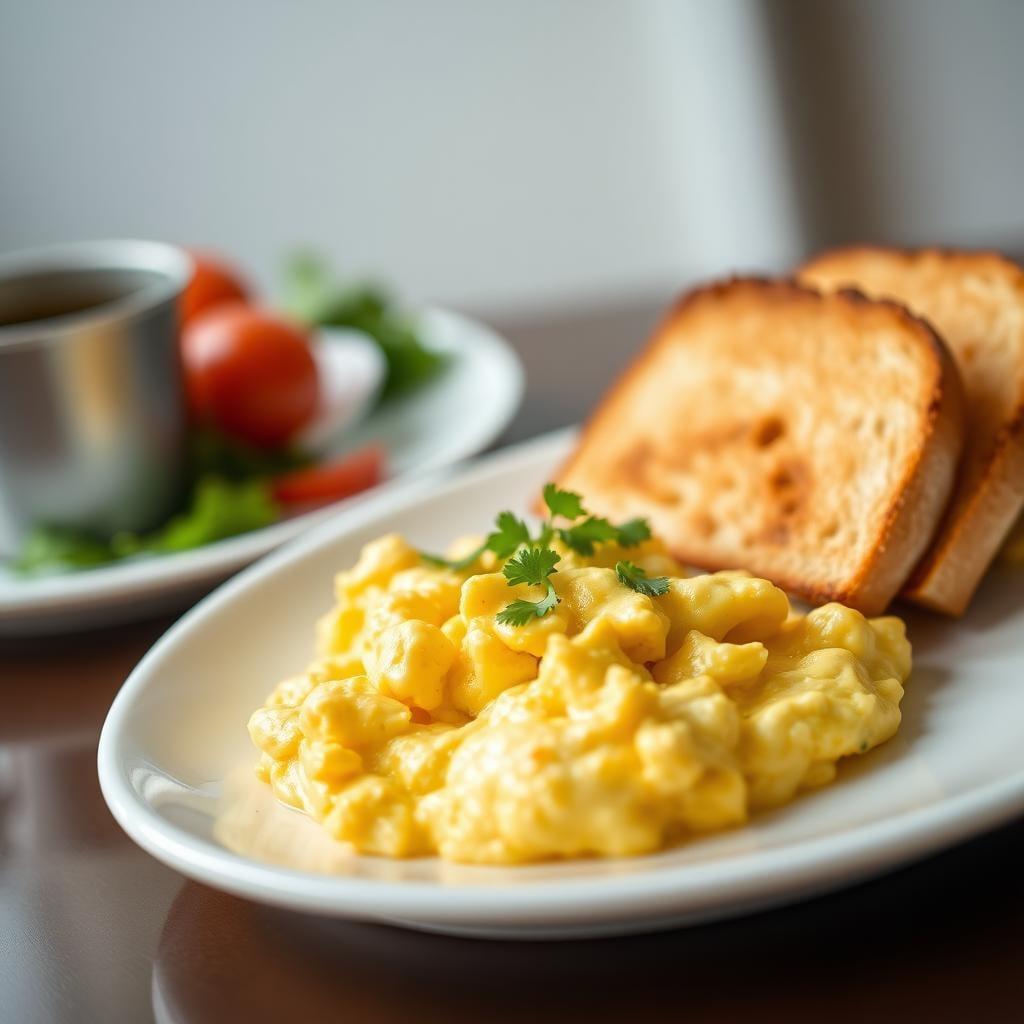 Cheesy Scrambled Eggs with Toast Soldiers
