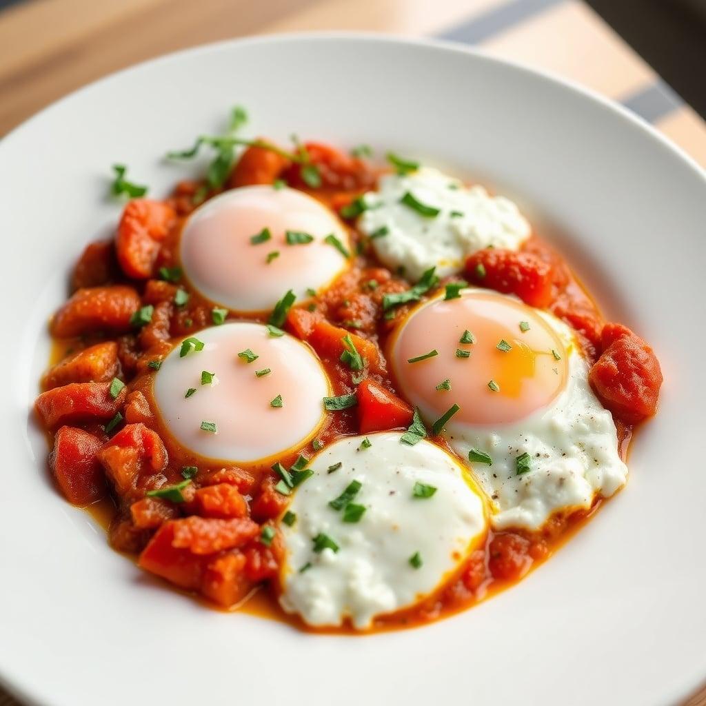 Baked Shakshuka with Feta and Fresh Herbs