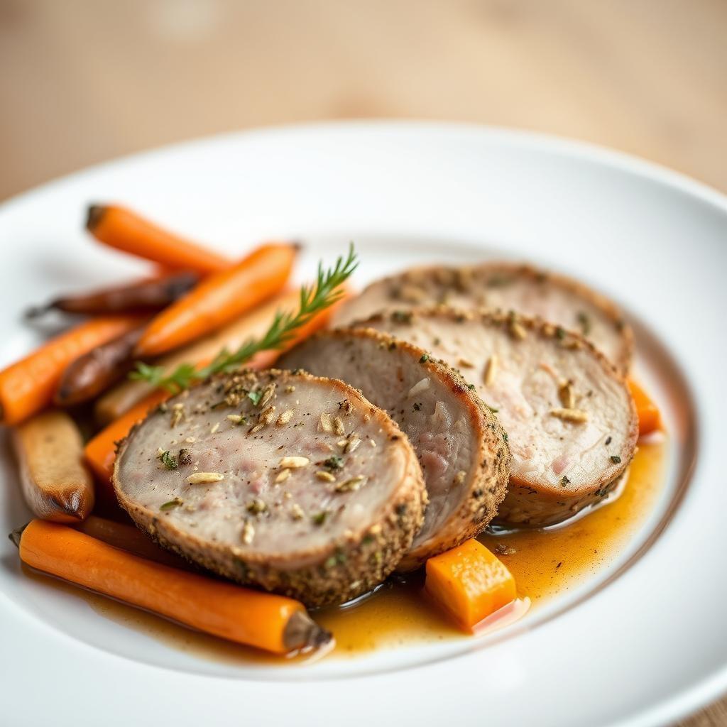 Herb-Crusted Pork Medallions with Roasted Vegetables Herb-Crusted Pork Medallions with Roasted Vegetables