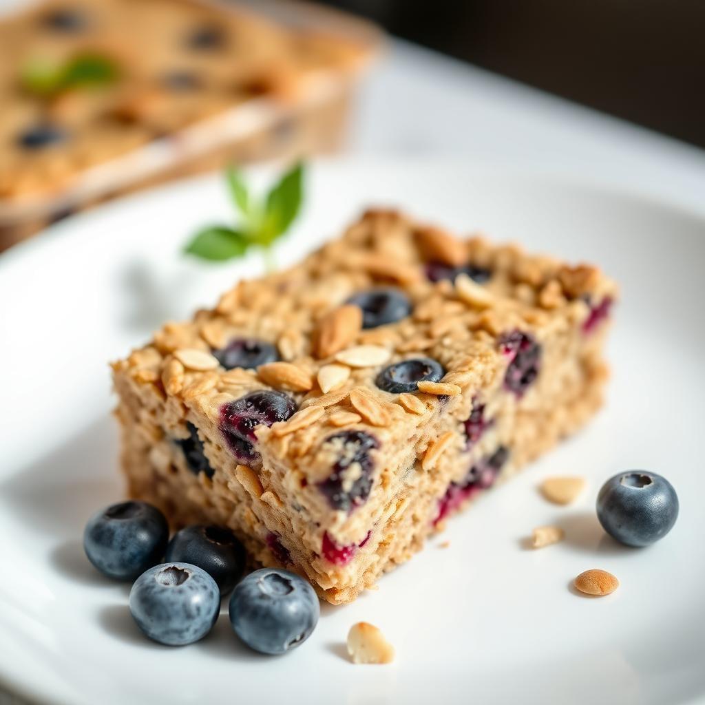 Blueberry Almond Baked Oatmeal Squares