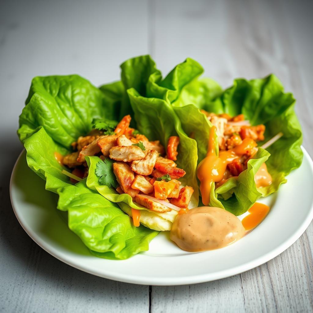 Vietnamese-Inspired Chicken Lettuce Wraps with Peanut Sauce Vietnamese-Inspired Chicken Lettuce Wraps with Peanut Sauce