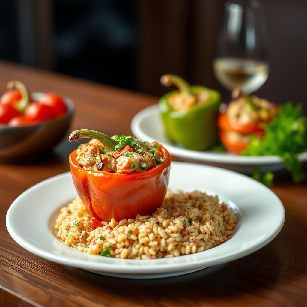 Turkey & Vegetable Stuffed Bell Peppers with Brown Rice Turkey & Vegetable Stuffed Bell Peppers with Brown Rice