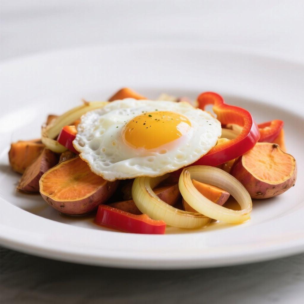 Sweet Potato and Onion Hash with Poached Eggs Sweet Potato and Onion Hash with Poached Eggs