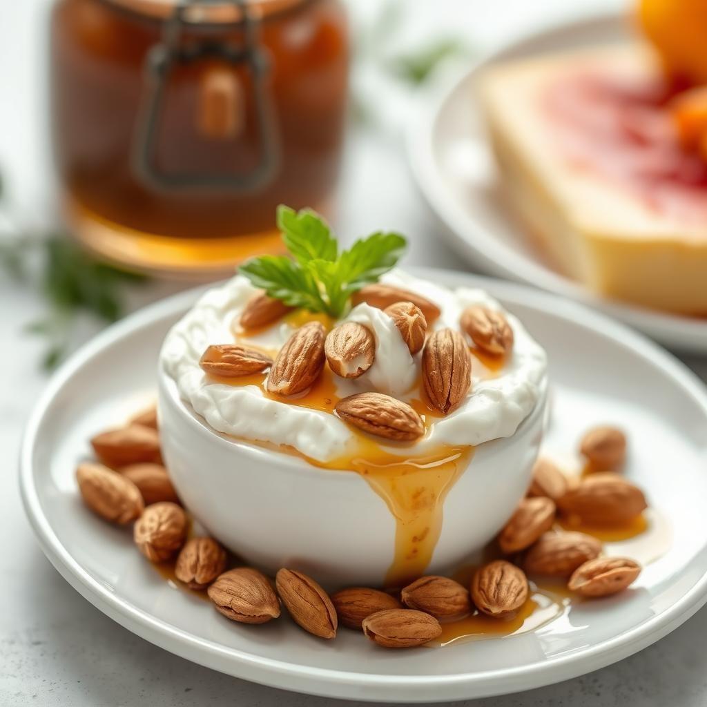 Greek Yogurt with Honey and Toasted Almonds Greek Yogurt with Honey and Toasted Almonds