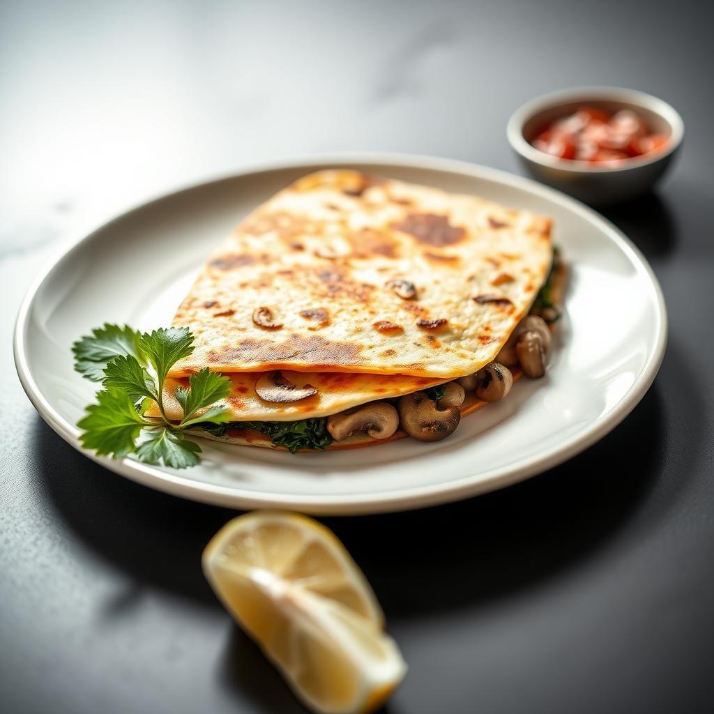 Spinach & Mushroom Breakfast Quesadilla Spinach & Mushroom Breakfast Quesadilla
