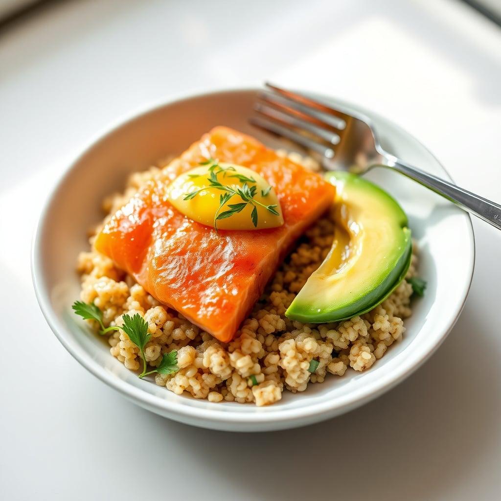 Smoked Salmon Breakfast Bowl with Dill-Lemon Quinoa and Avocado Smoked Salmon Breakfast Bowl with Dill-Lemon Quinoa and Avocado