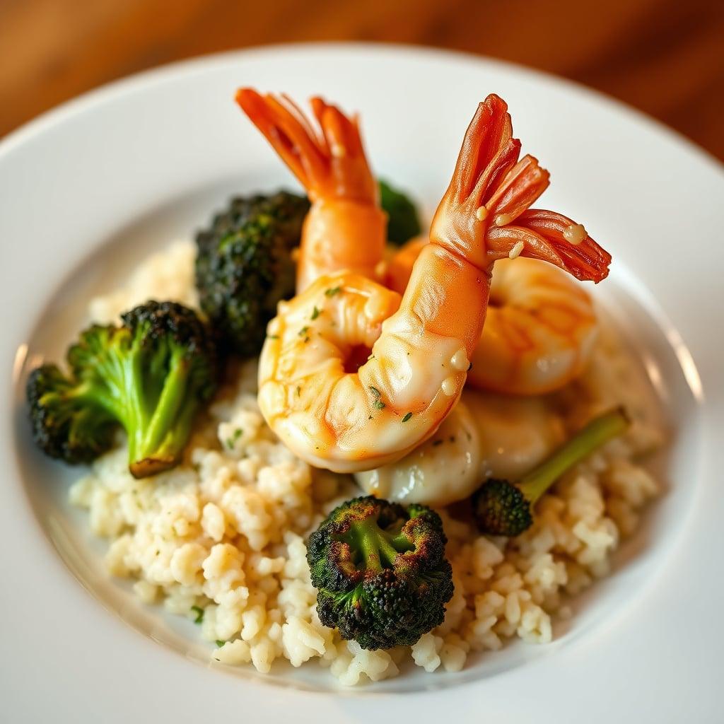 Creamy Garlic Shrimp with Roasted Broccoli and Rice Creamy Garlic Shrimp with Roasted Broccoli and Rice