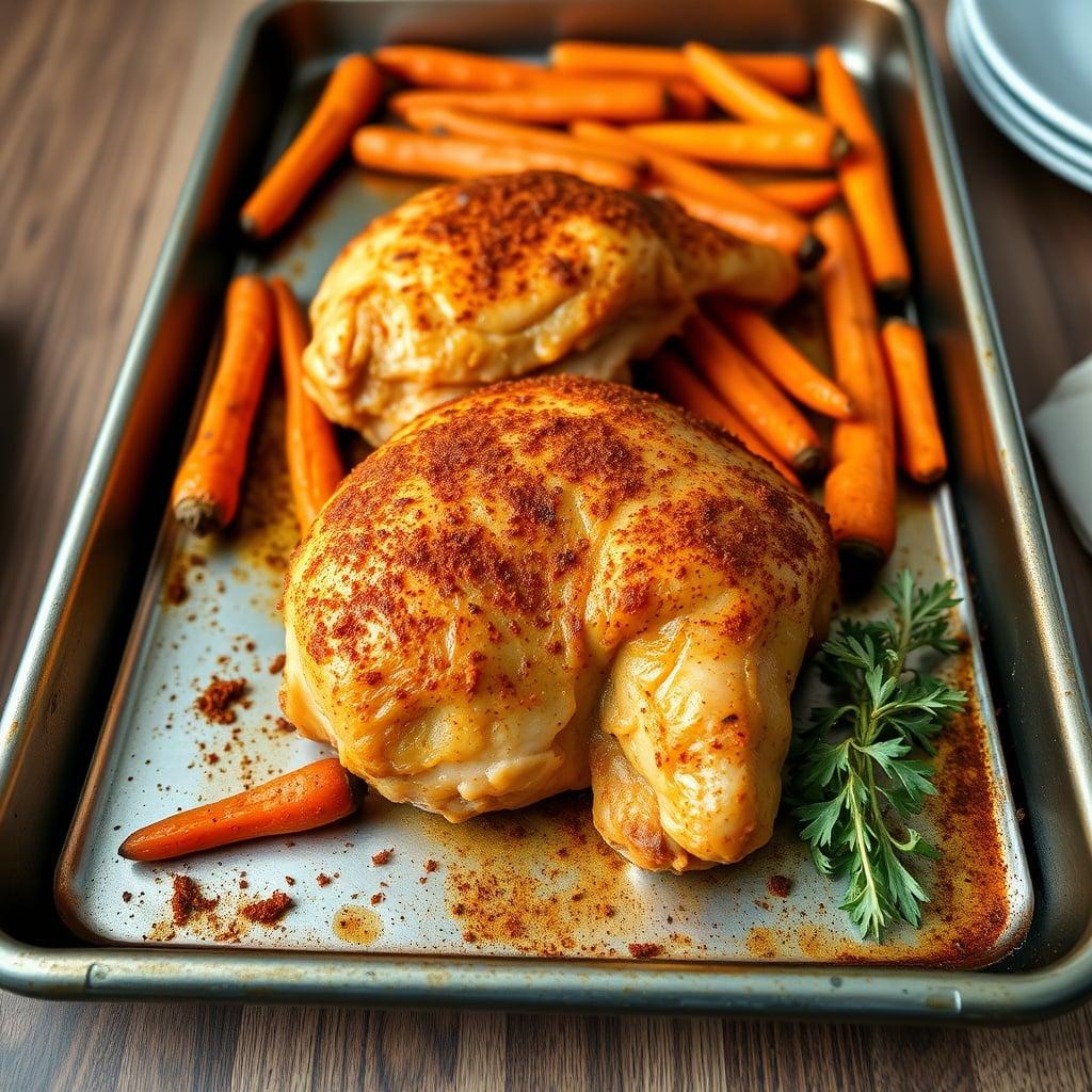 Easy Paprika Roasted Chicken and Carrots Sheet Pan Dinner