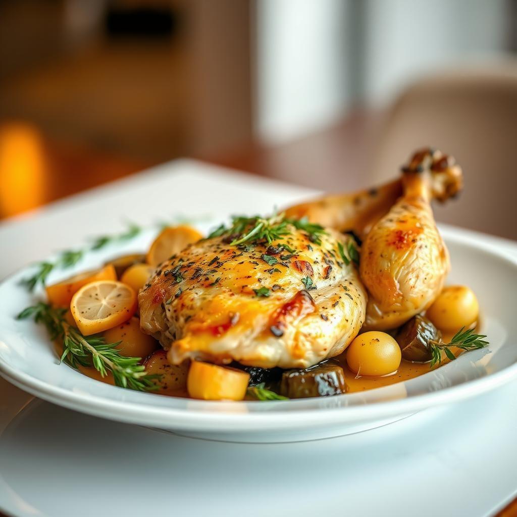 Herb-Roasted Chicken with Lemon Garlic Vegetables Herb-Roasted Chicken with Lemon Garlic Vegetables