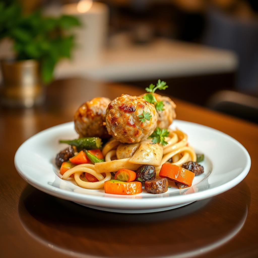 Baked Turkey Meatballs with Roasted Vegetables