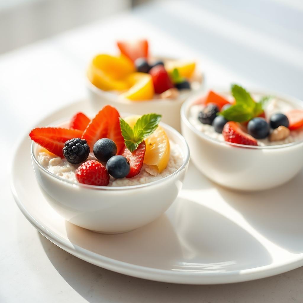 Greek Yogurt Oatmeal Bowls with Fresh Fruit Greek Yogurt Oatmeal Bowls with Fresh Fruit