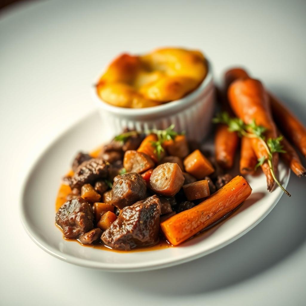 Rustic Beef & Vegetable Cottage Pie with Herb-Roasted Carrots Rustic Beef & Vegetable Cottage Pie with Herb-Roasted Carrots