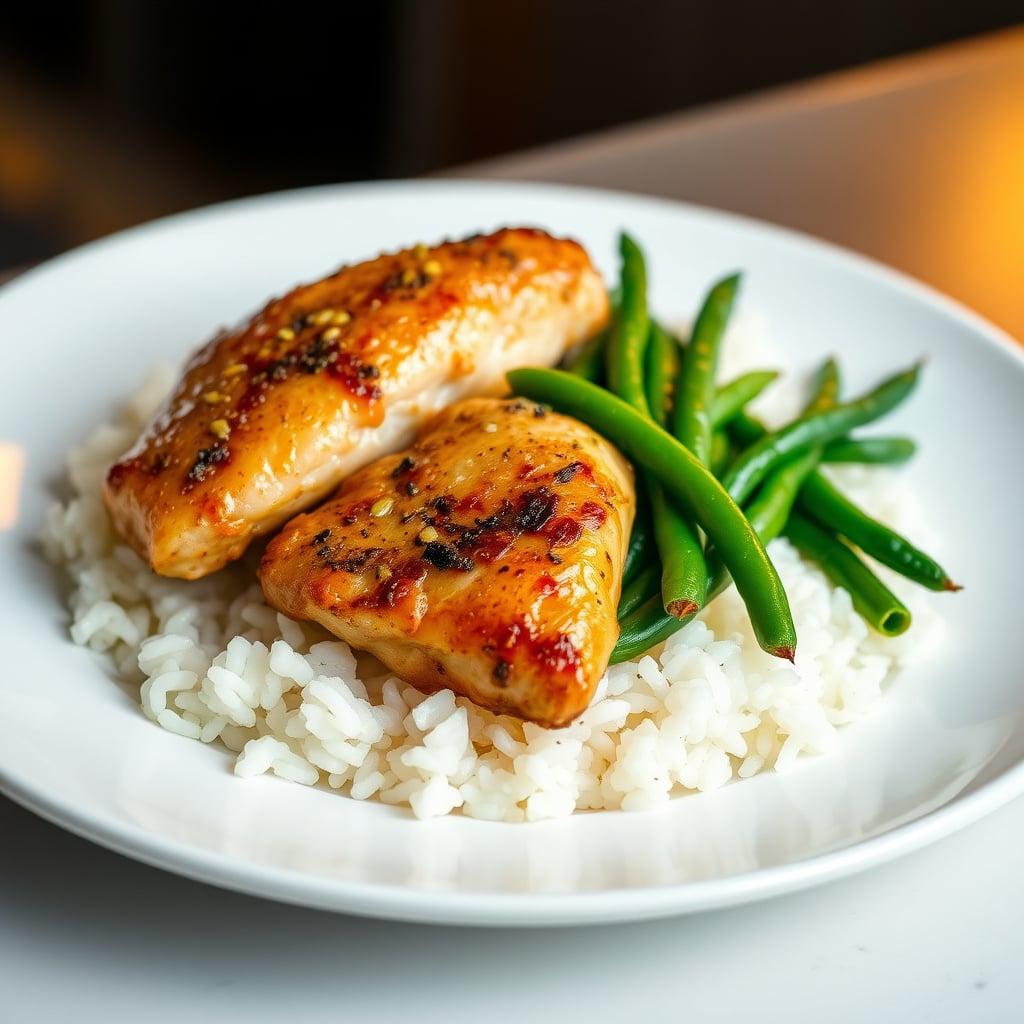 Pan-Seared Honey-Lime Chicken Thighs with Green Beans and White Rice Pan-Seared Honey-Lime Chicken Thighs with Green Beans and White Rice