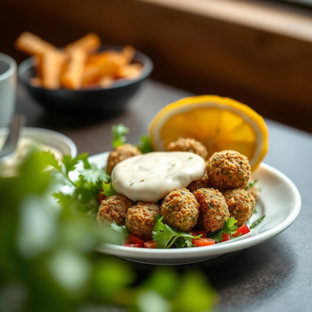 Middle Eastern Falafel Bowl with Tahini-Lemon Sauce Middle Eastern Falafel Bowl with Tahini-Lemon Sauce