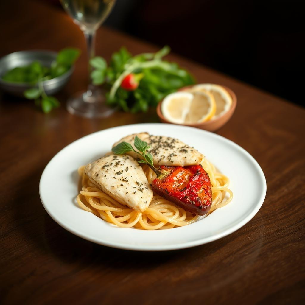 Lemon Herb Chicken Pasta with Roasted Peppers Lemon Herb Chicken Pasta with Roasted Peppers