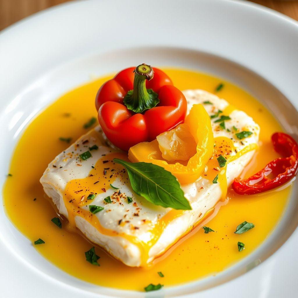 Spanish Saffron Baked Cod with Bell Peppers Spanish Saffron Baked Cod with Bell Peppers