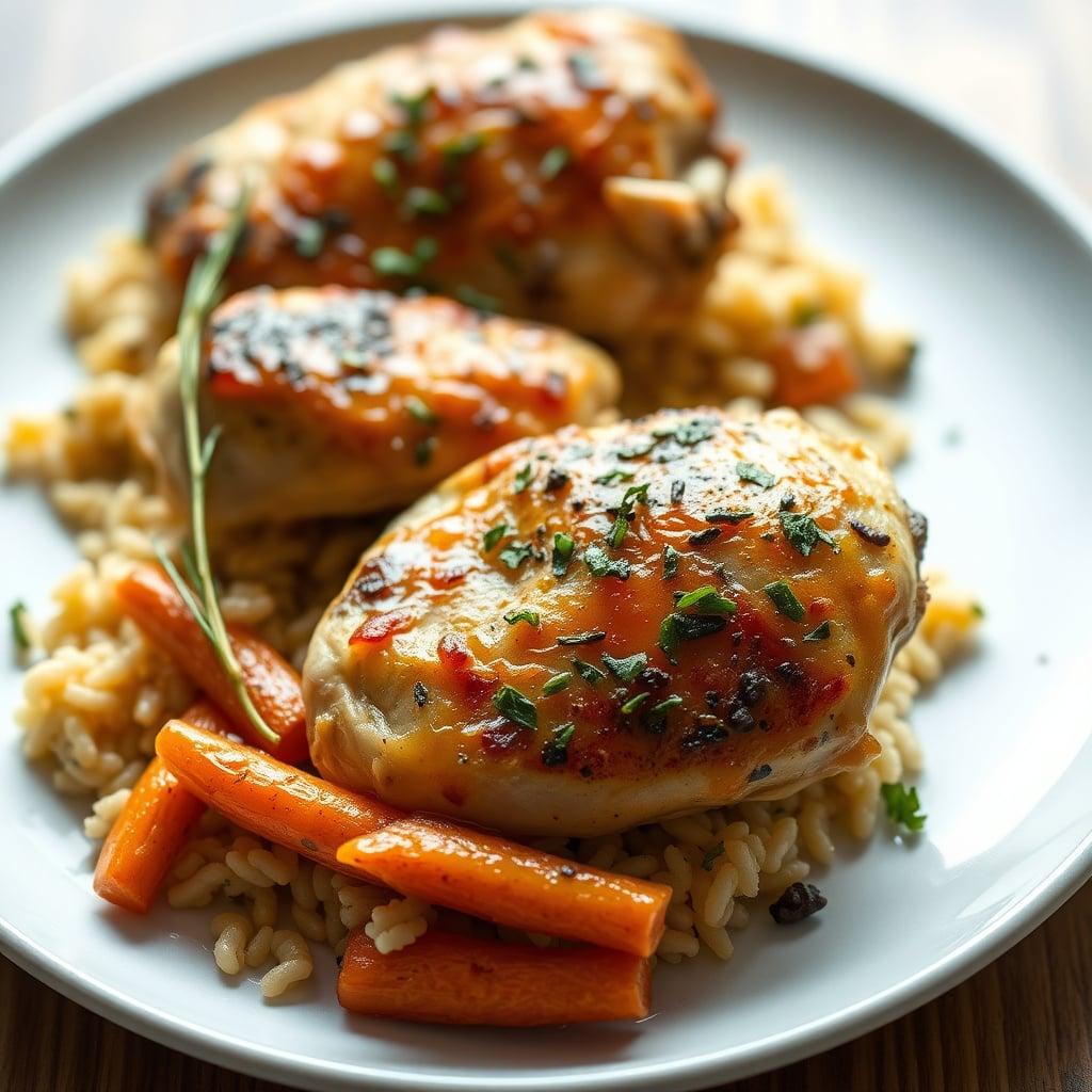 Leftover Roasted Lemon-Herb Chicken Thighs with Buttery Orzo and Glazed Carrots Leftover Roasted Lemon-Herb Chicken Thighs with Buttery Orzo and Glazed Carrots