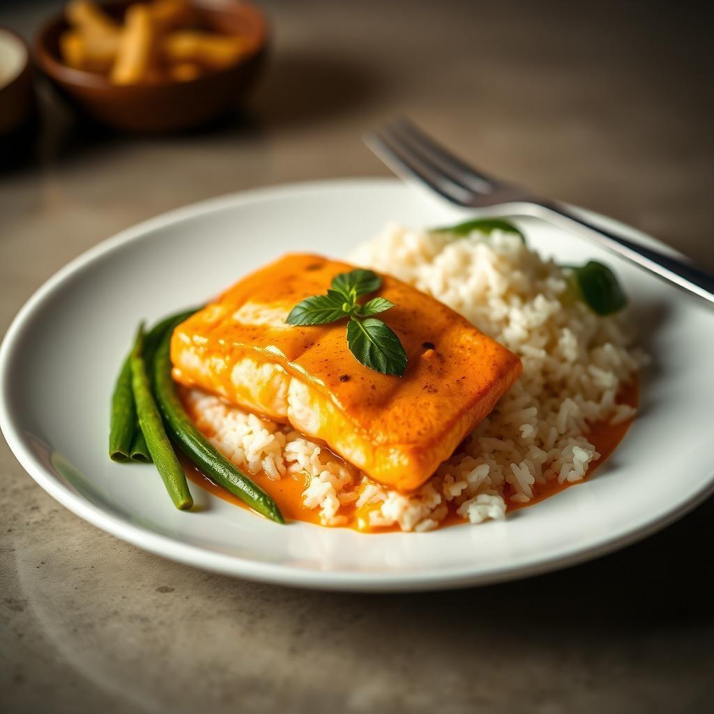 Thai Coconut Curry Salmon with Jasmine Rice Thai Coconut Curry Salmon with Jasmine Rice