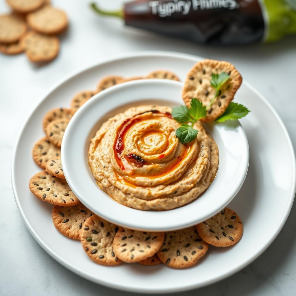 Roasted Eggplant & Red Pepper Dip with Seed Crackers Roasted Eggplant & Red Pepper Dip with Seed Crackers