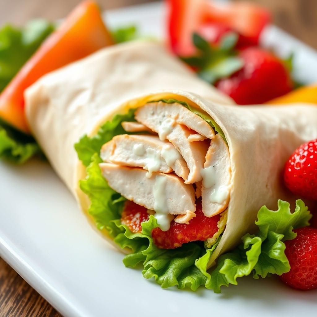 Chicken Caesar Wrap with Fresh Fruit