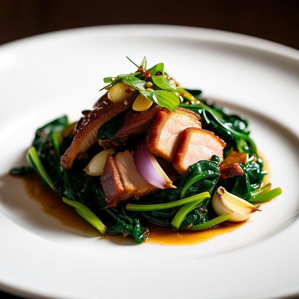 Korean-Inspired Pulled Pork with Sesame Spinach Korean-Inspired Pulled Pork with Sesame Spinach