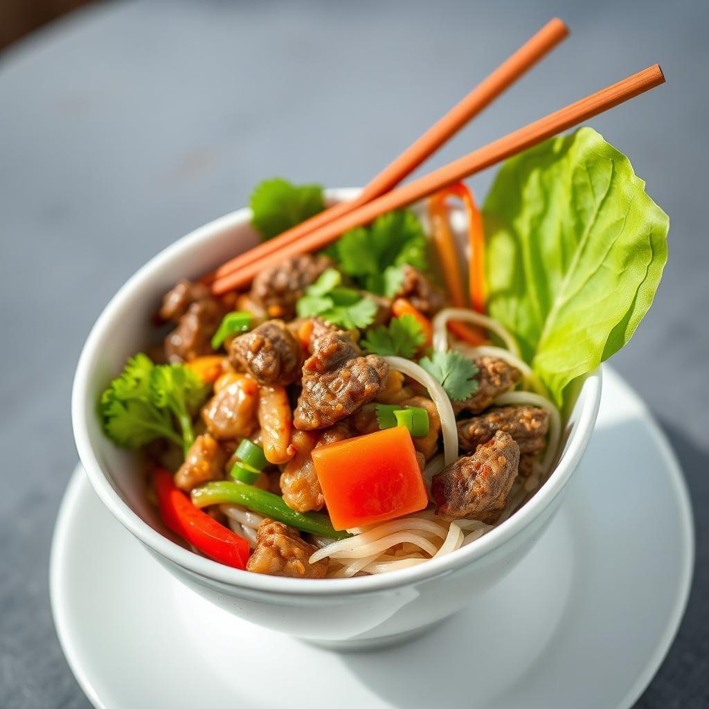 Thai-Inspired Beef and Vegetable Stir-Fry Bowl