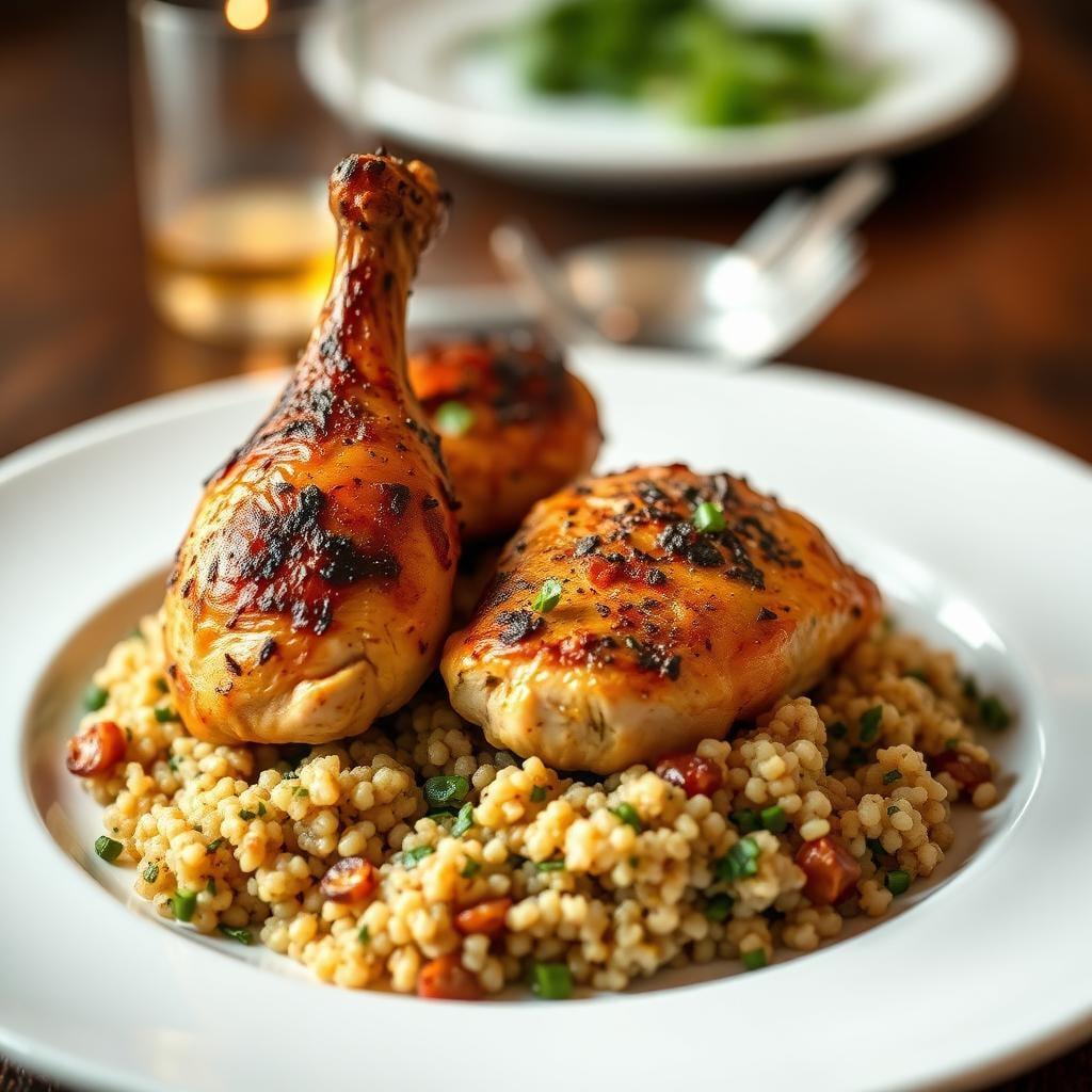 Lemon-Garlic Roasted Chicken Thighs with Herb Quinoa Lemon-Garlic Roasted Chicken Thighs with Herb Quinoa