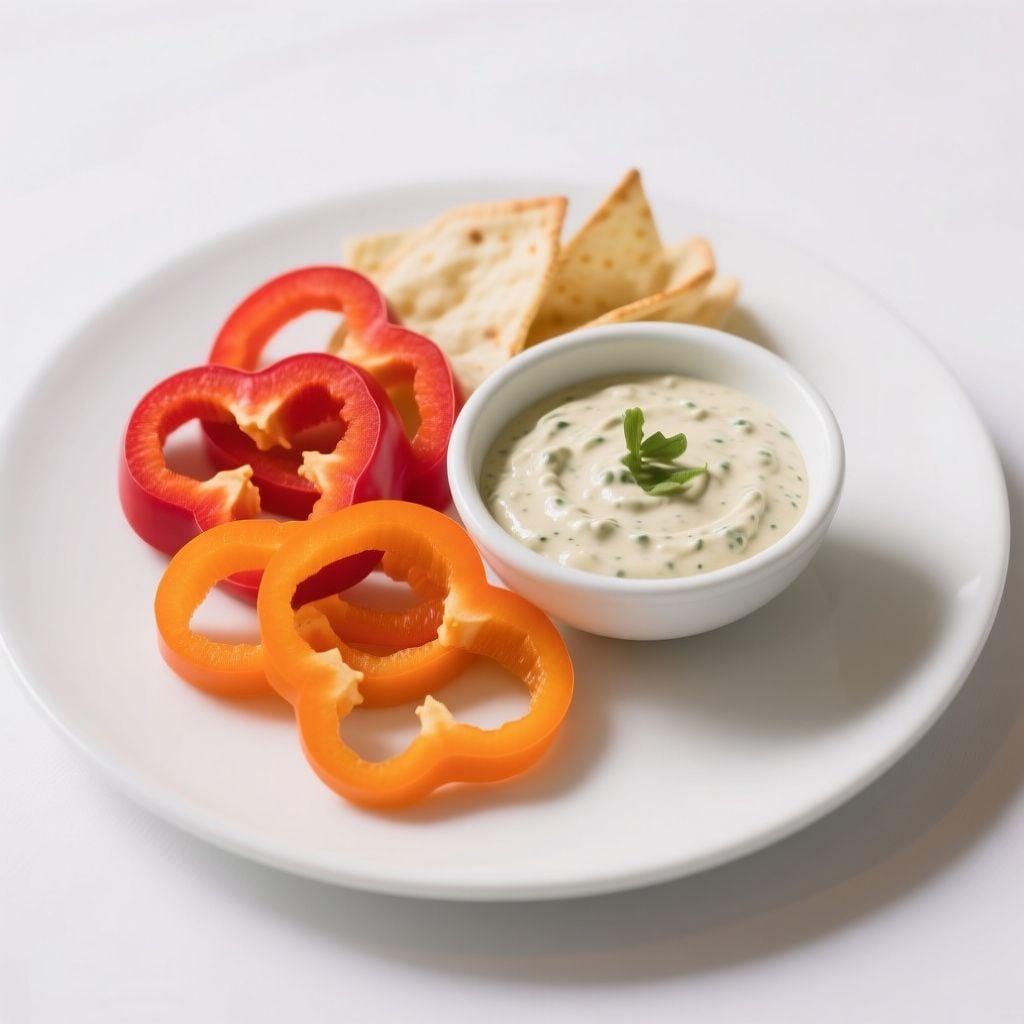 Sliced Bell Peppers with Caesar Dressing Dip Sliced Bell Peppers with Caesar Dressing Dip