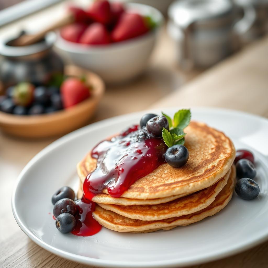 Whole Grain Pancakes with Berry Compote Whole Grain Pancakes with Berry Compote