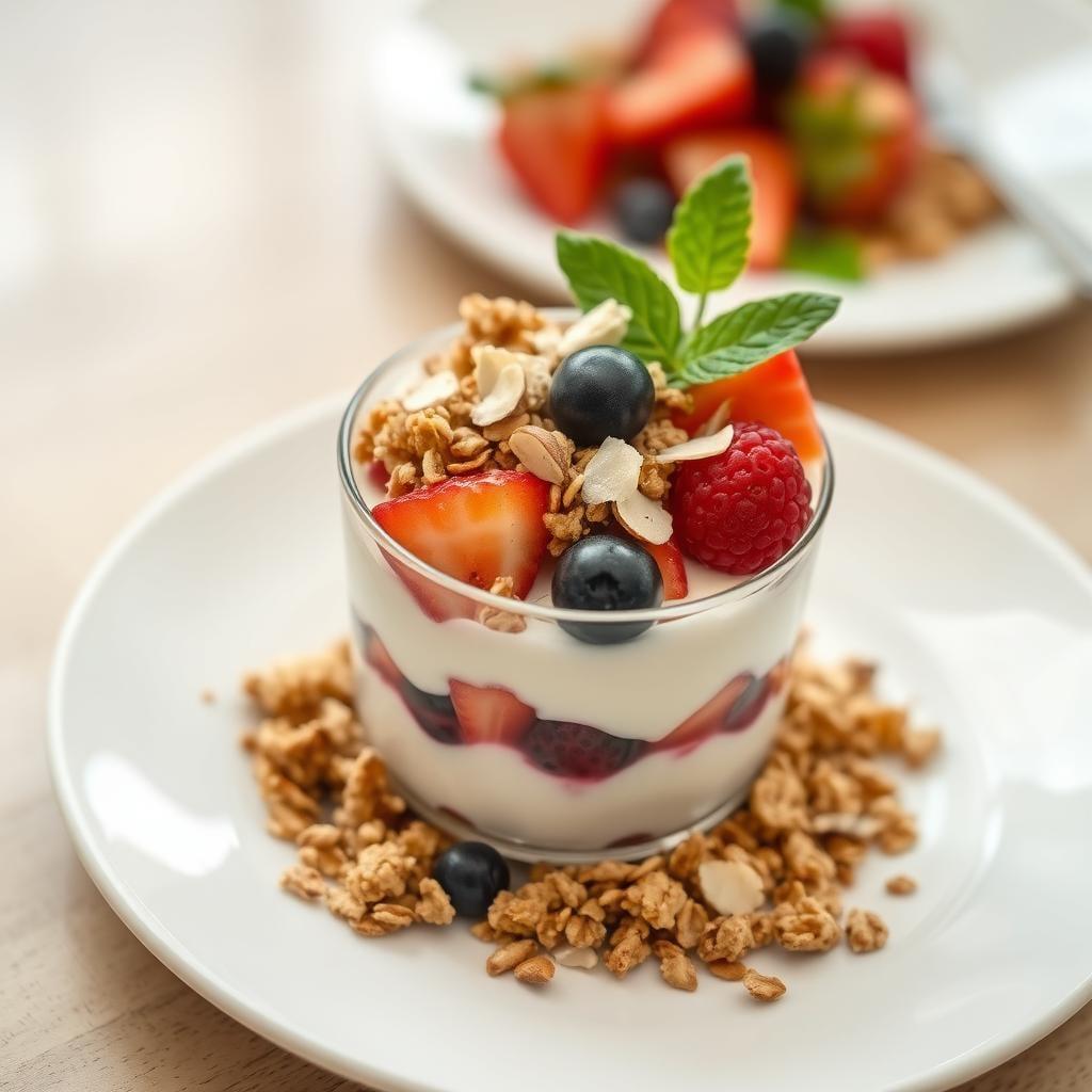 Fresh Fruit Yogurt Parfait with Honey-Almond Granola Fresh Fruit Yogurt Parfait with Honey-Almond Granola