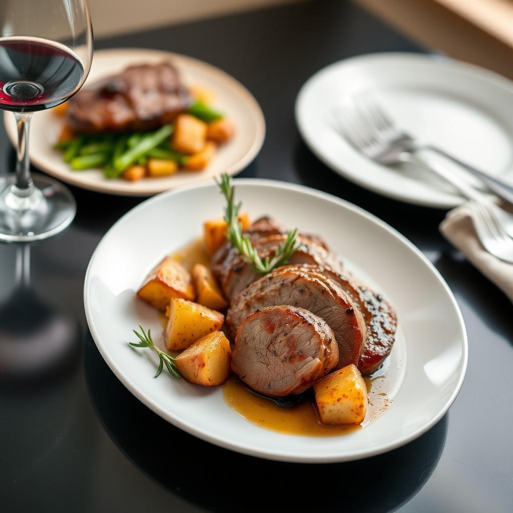 Balsamic Glazed Pork Tenderloin with Rosemary Roasted Potatoes