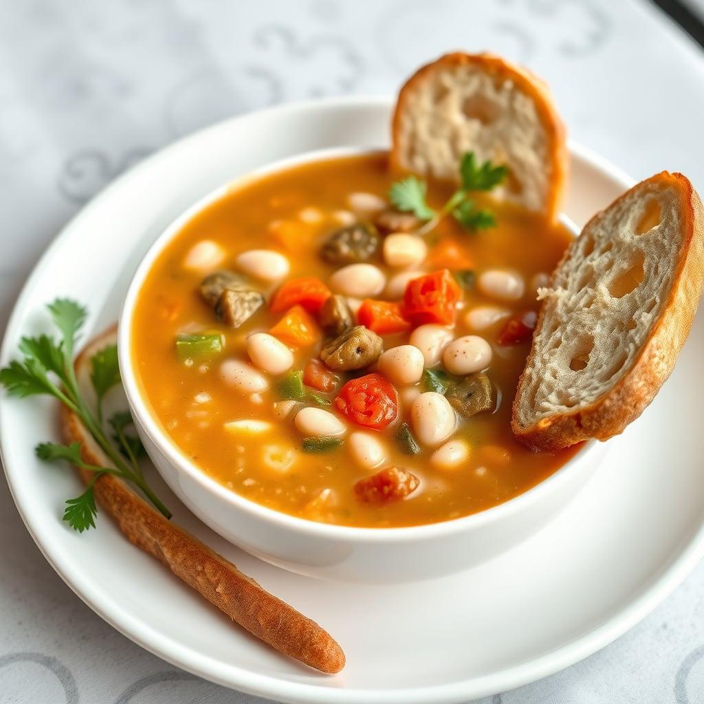 Tuscan White Bean & Vegetable Soup with Crusty Bread Tuscan White Bean & Vegetable Soup with Crusty Bread