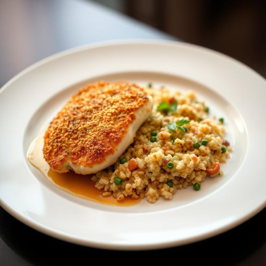 Air Fryer Parmesan-Crusted Chicken Breast with Quinoa Pilaf Air Fryer Parmesan-Crusted Chicken Breast with Quinoa Pilaf