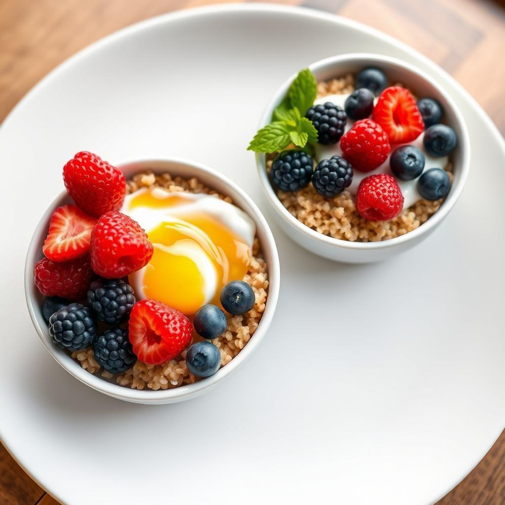 Breakfast Grain Bowls with Honey Yogurt and Berries