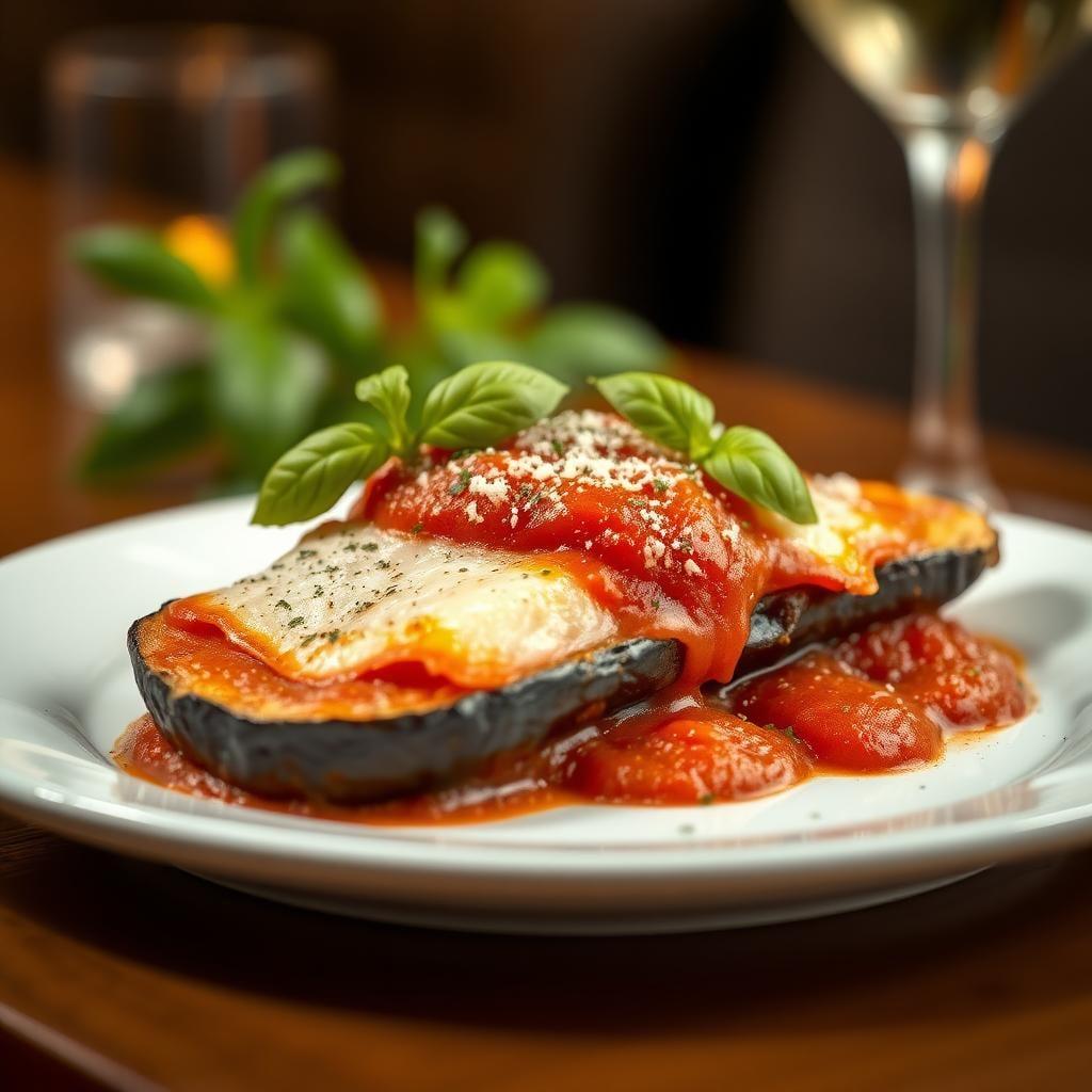 Eggplant Parmesan with Fresh Basil and Tomato Sauce Eggplant Parmesan with Fresh Basil and Tomato Sauce