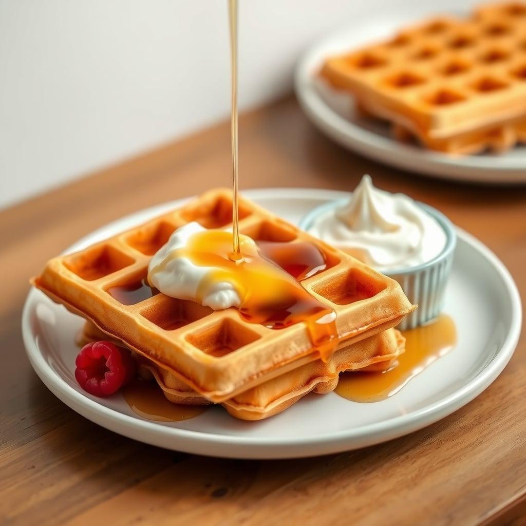 Toasted Frozen Waffles with High-Protein Yogurt Side Toasted Frozen Waffles with High-Protein Yogurt Side