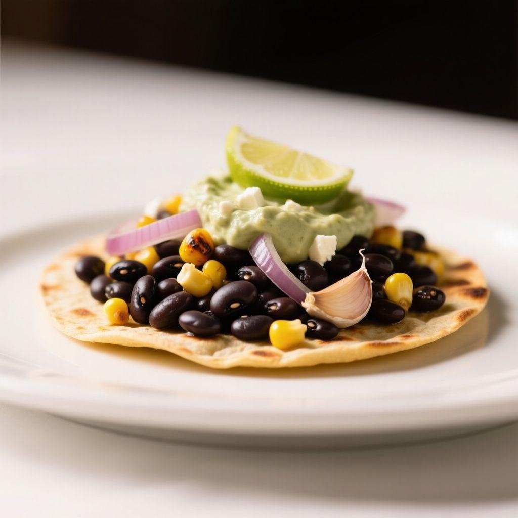 Smoky Black Bean & Sweetcorn Tostadas with Feta & Lime Crema Smoky Black Bean & Sweetcorn Tostadas with Feta & Lime Crema