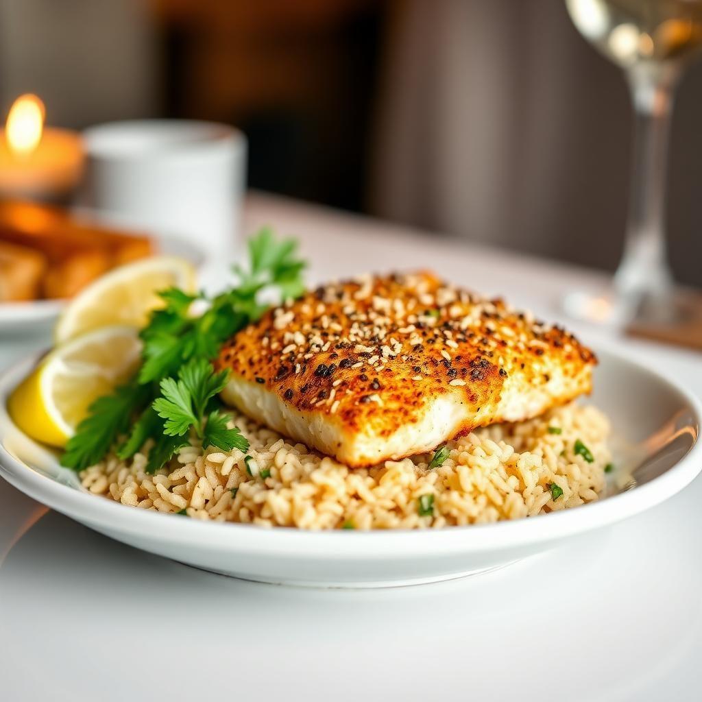 Air Fryer Coconut-Crusted Cod with Cilantro-Lime Rice Air Fryer Coconut-Crusted Cod with Cilantro-Lime Rice
