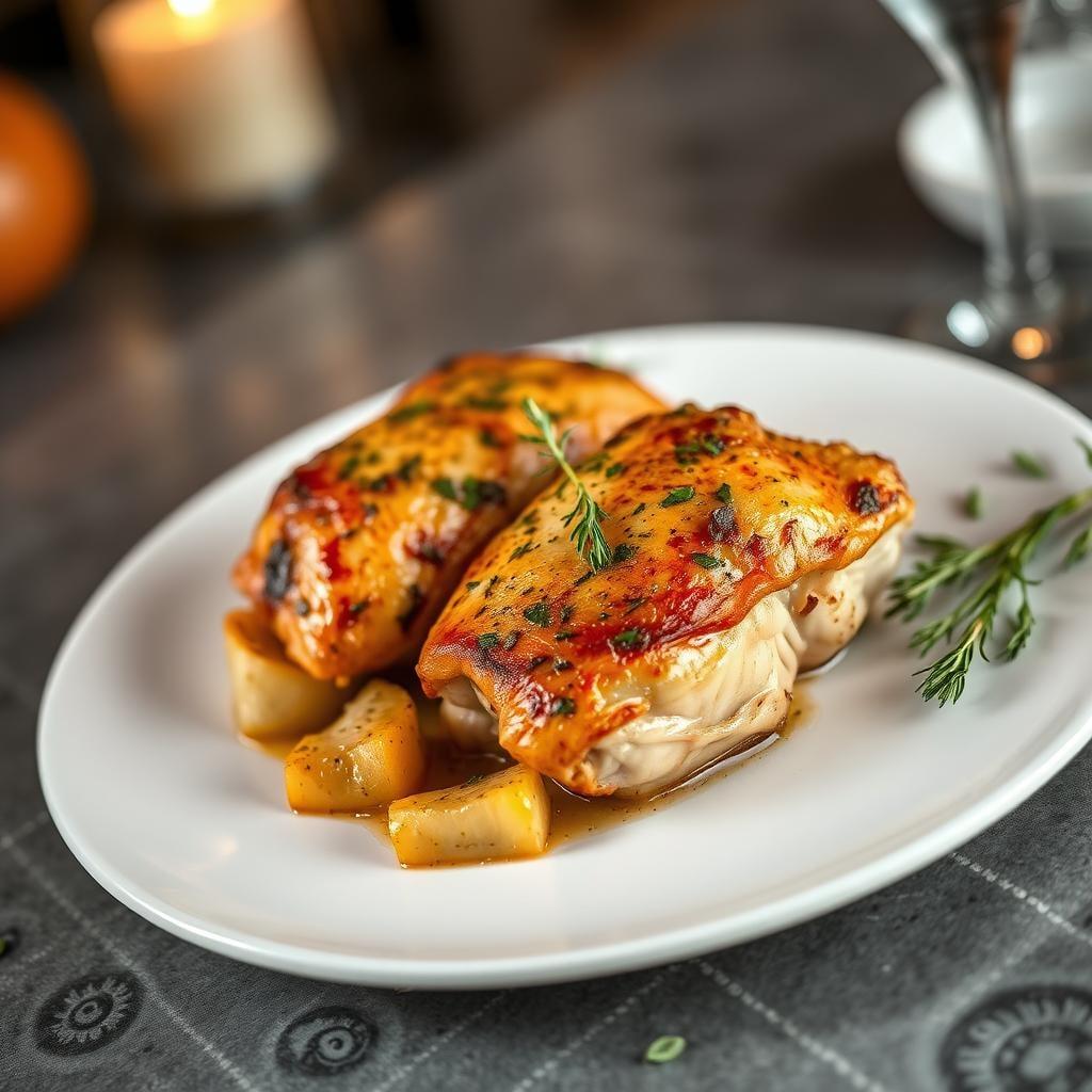 Herb-Roasted Chicken Thighs with Lemon Garlic Vegetables Herb-Roasted Chicken Thighs with Lemon Garlic Vegetables