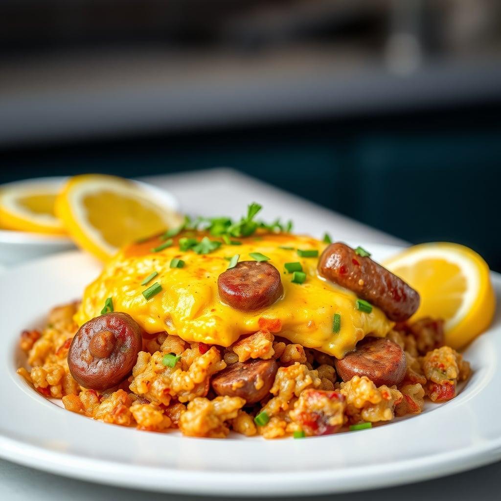 Breakfast Sausage Scramble with Hash Browns