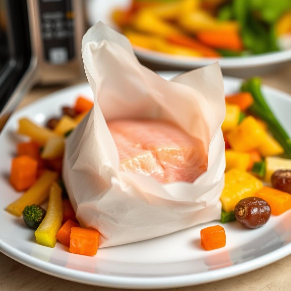 Microwave Salmon Packet with Pre-Cut Vegetables Microwave Salmon Packet with Pre-Cut Vegetables