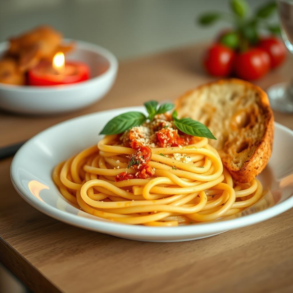 Simple Italian Pasta with Garlic Bread Simple Italian Pasta with Garlic Bread