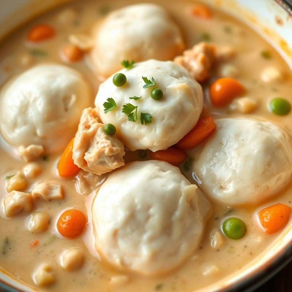 Slow-Cooked Creamy Chicken and Dumplings with Garden Vegetables Slow-Cooked Creamy Chicken and Dumplings with Garden Vegetables