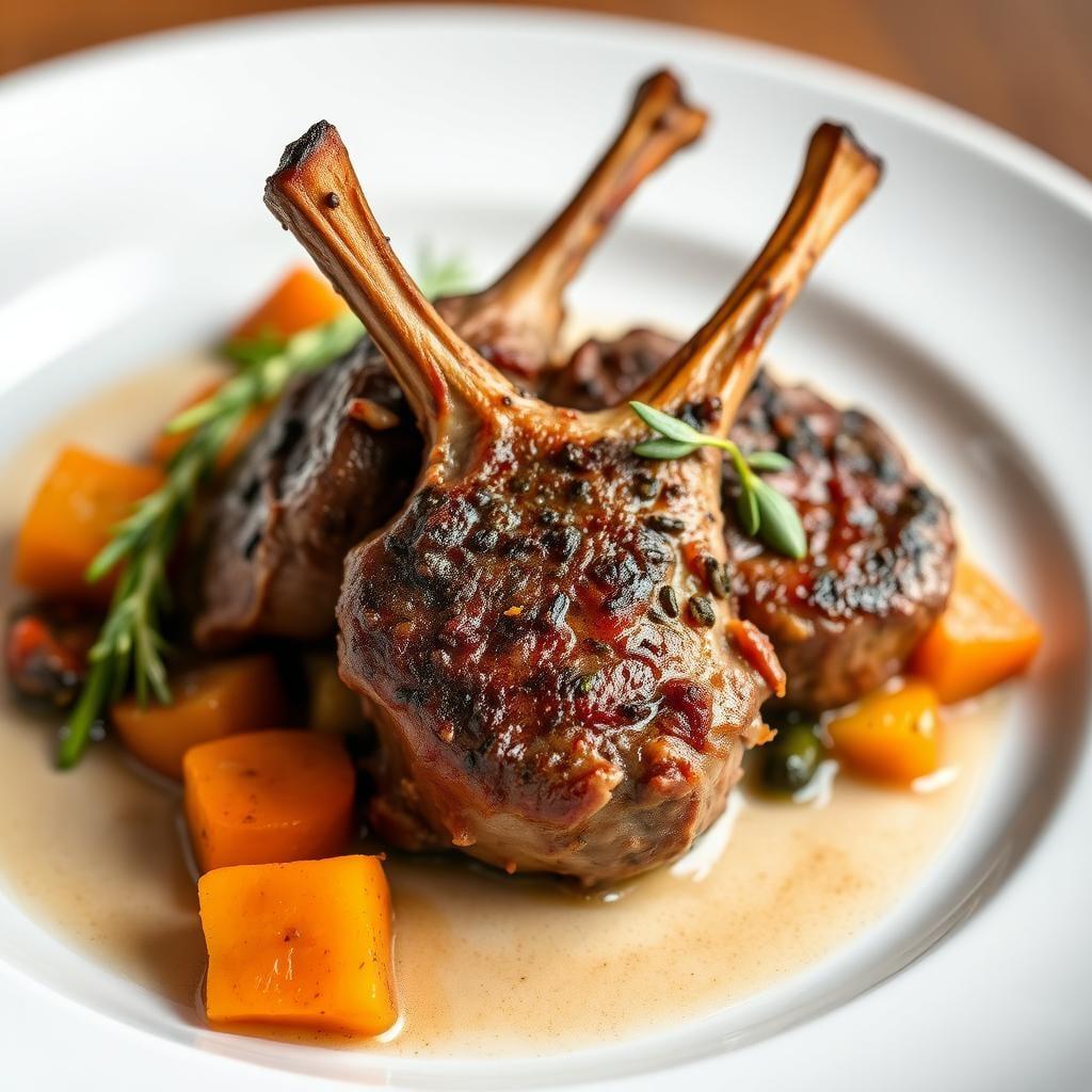 Air Fryer Rosemary Garlic Lamb Chops with Ratatouille