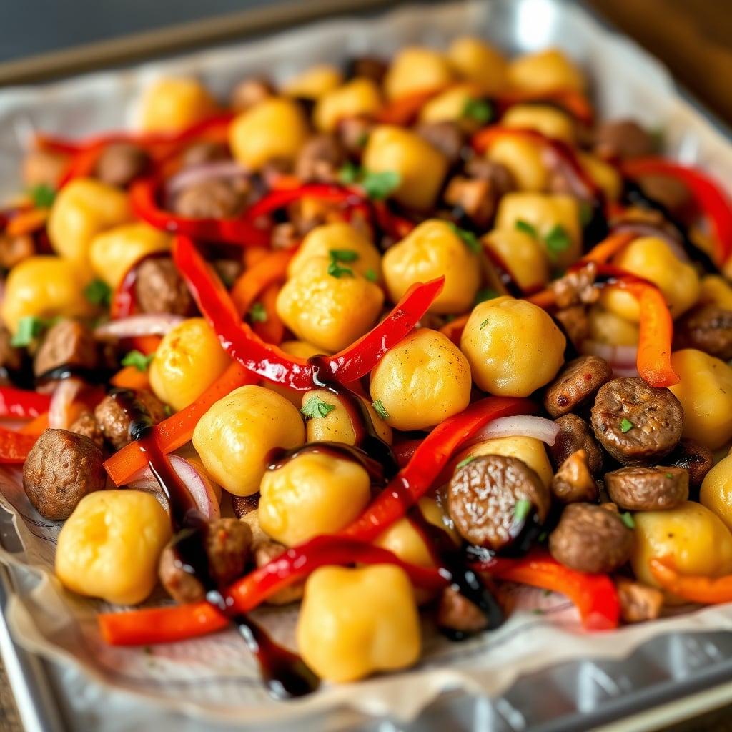 Sheet Pan Sausage, Bell Pepper, and Crispy Gnocchi Sheet Pan Sausage, Bell Pepper, and Crispy Gnocchi