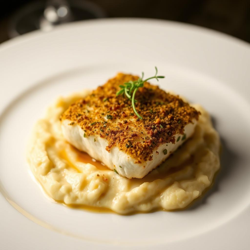 Herb-Crusted Baked Cod with Cauliflower Mash Herb-Crusted Baked Cod with Cauliflower Mash