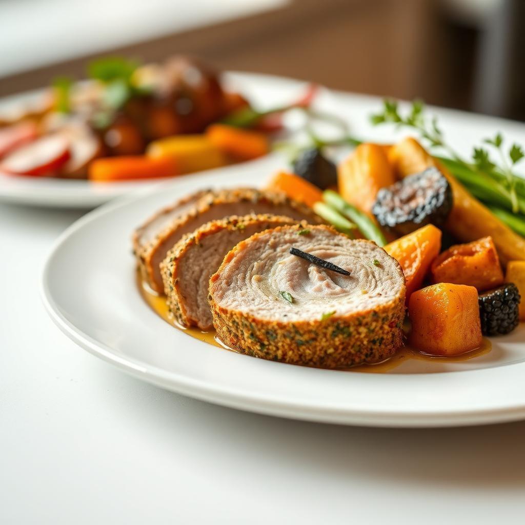 Herb-Crusted Pork Tenderloin with Roasted Vegetables Herb-Crusted Pork Tenderloin with Roasted Vegetables