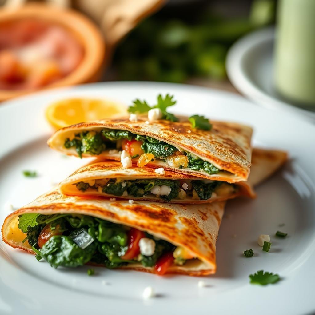Savory Spinach and Feta Breakfast Quesadillas Savory Spinach and Feta Breakfast Quesadillas