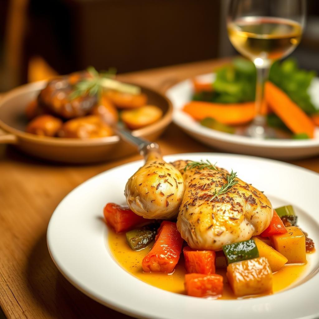 Herb-Roasted Chicken with Seasonal Vegetables Herb-Roasted Chicken with Seasonal Vegetables